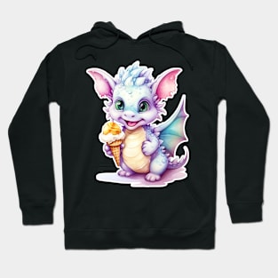 Cute Dragon  Enjoying  an Ice Cream Cone Hoodie